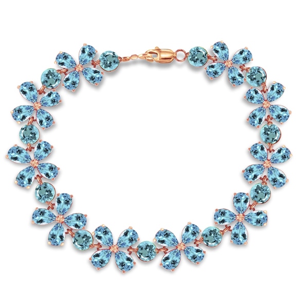 Galaxy Gold Products Jewelry - 14K. SOLID GOLD BRACELETS WITH NATURAL BLUE TOPAZ